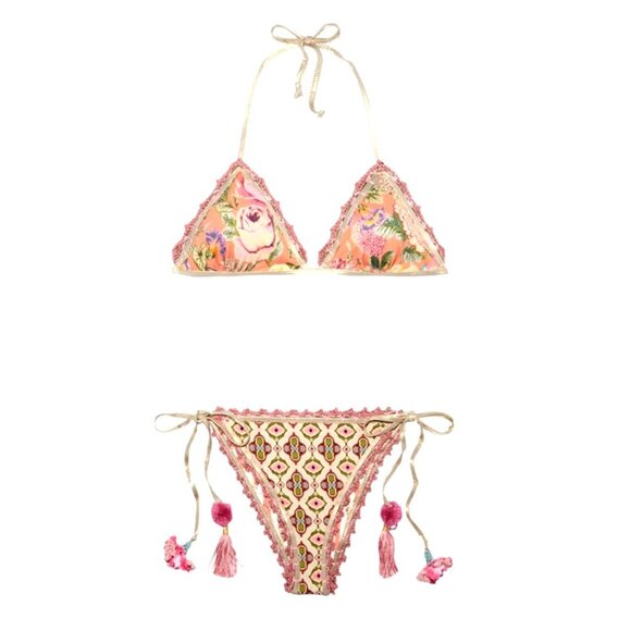 Anjuna Reversible Bikini Carina Mix Fiore Rosa Floral Medium Made In Italy $438 - Picture 12 of 12